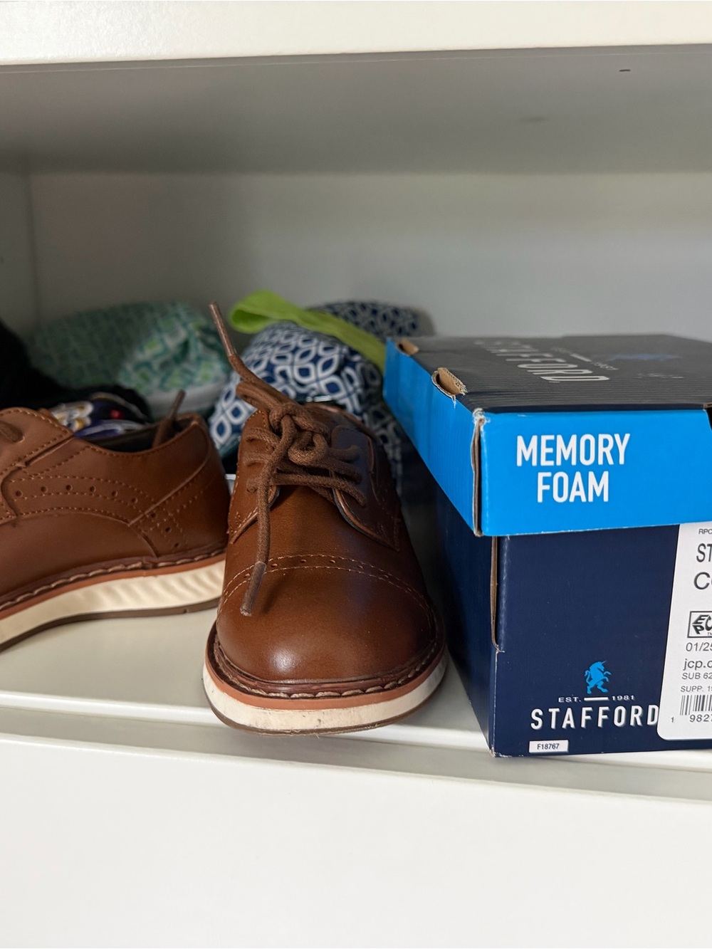 Stafford Brown Leather Derby Shoes with White Sole